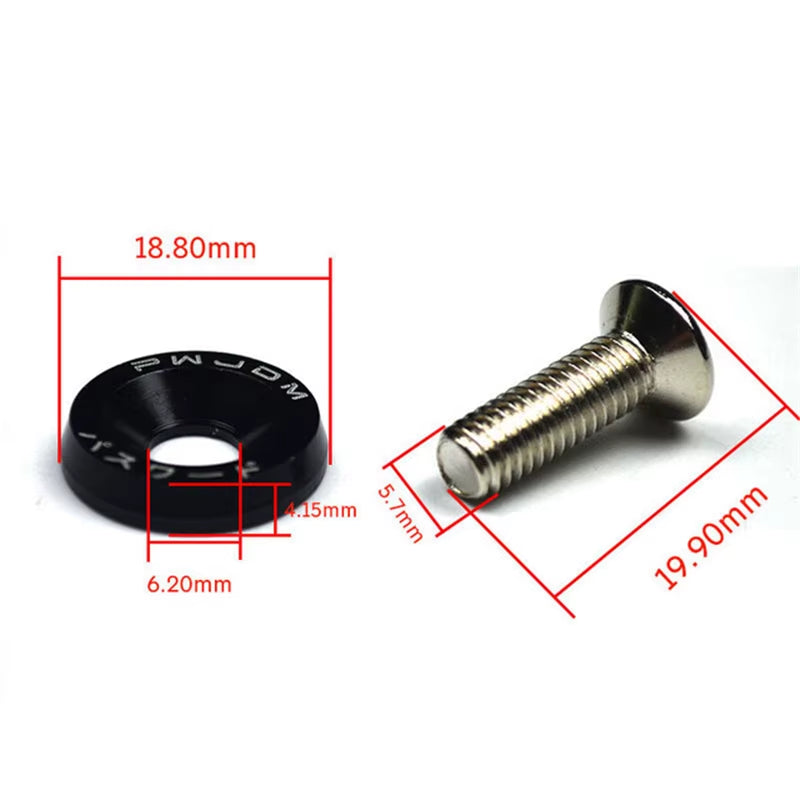 10PCS JDM Car Modified Hex Fasteners Fender Washer Bumper Engine Concave Screws Fender Washer License Plate Bolts Car Styling M