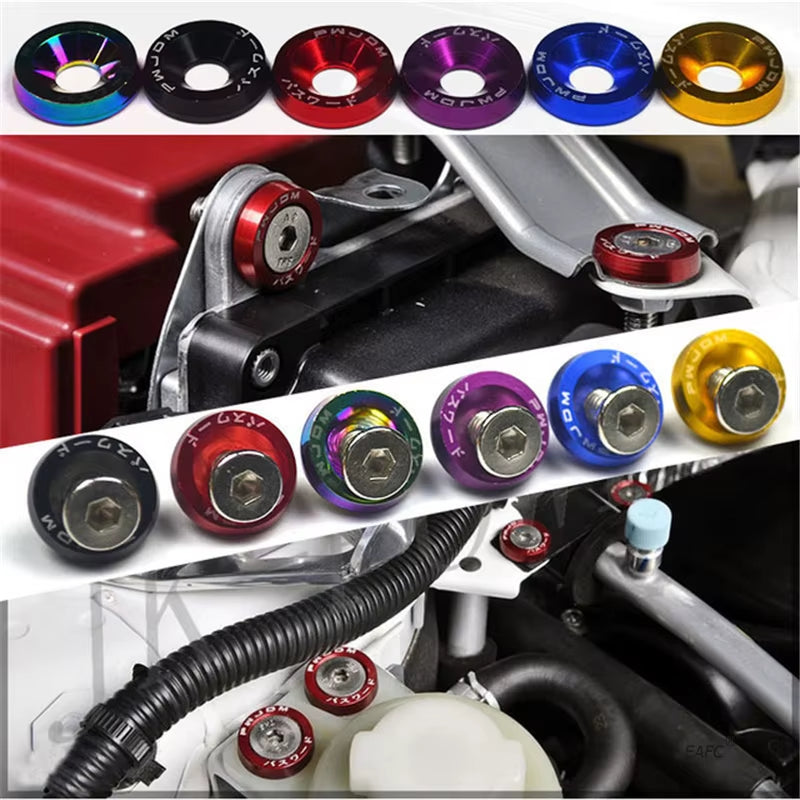 10PCS JDM Car Modified Hex Fasteners Fender Washer Bumper Engine Concave Screws Fender Washer License Plate Bolts Car Styling M