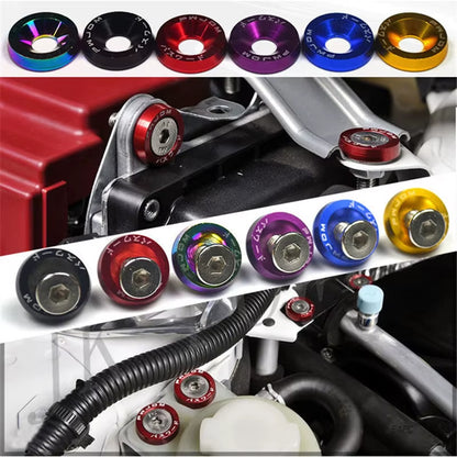 10PCS JDM Car Modified Hex Fasteners Fender Washer Bumper Engine Concave Screws Fender Washer License Plate Bolts Car Styling M