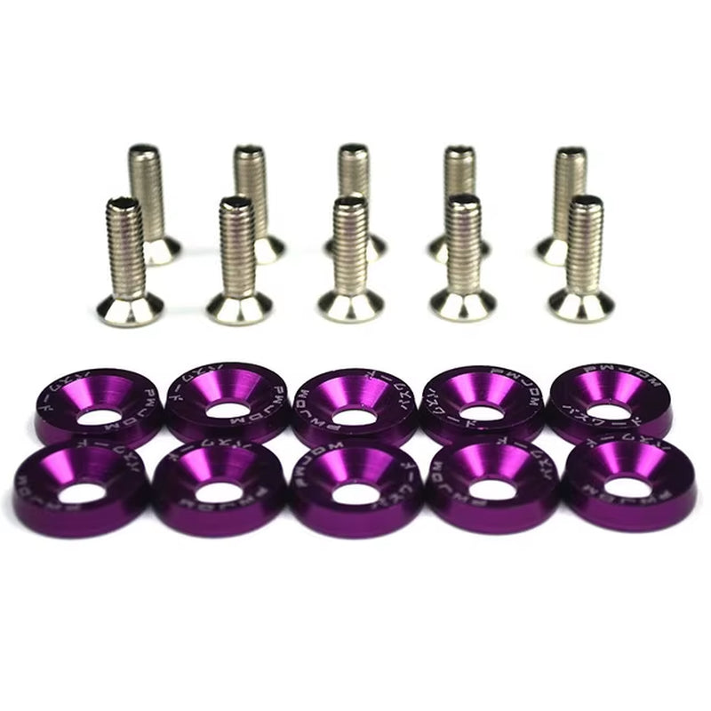 10PCS JDM Car Modified Hex Fasteners Fender Washer Bumper Engine Concave Screws Fender Washer License Plate Bolts Car Styling M