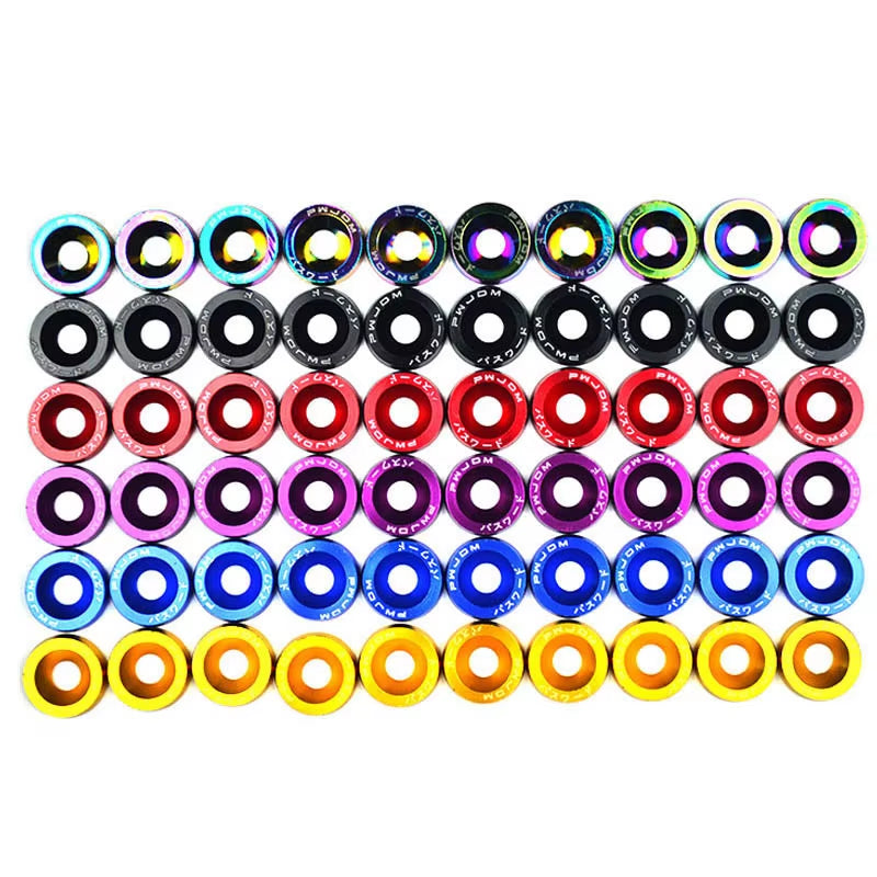 10PCS JDM Car Modified Hex Fasteners Fender Washer Bumper Engine Concave Screws Fender Washer License Plate Bolts Car Styling M