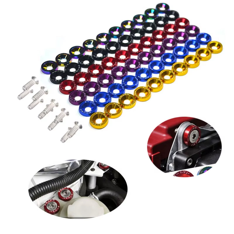 10PCS JDM Car Modified Hex Fasteners Fender Washer Bumper Engine Concave Screws Fender Washer License Plate Bolts Car Styling M
