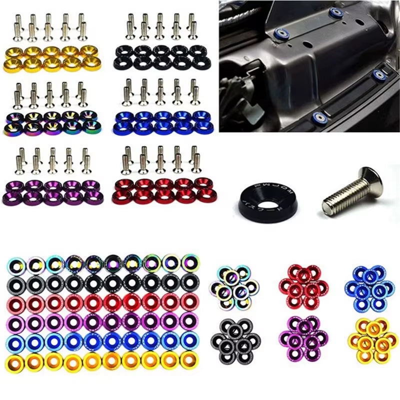 10PCS JDM Car Modified Hex Fasteners Fender Washer Bumper Engine Concave Screws Fender Washer License Plate Bolts Car Styling M
