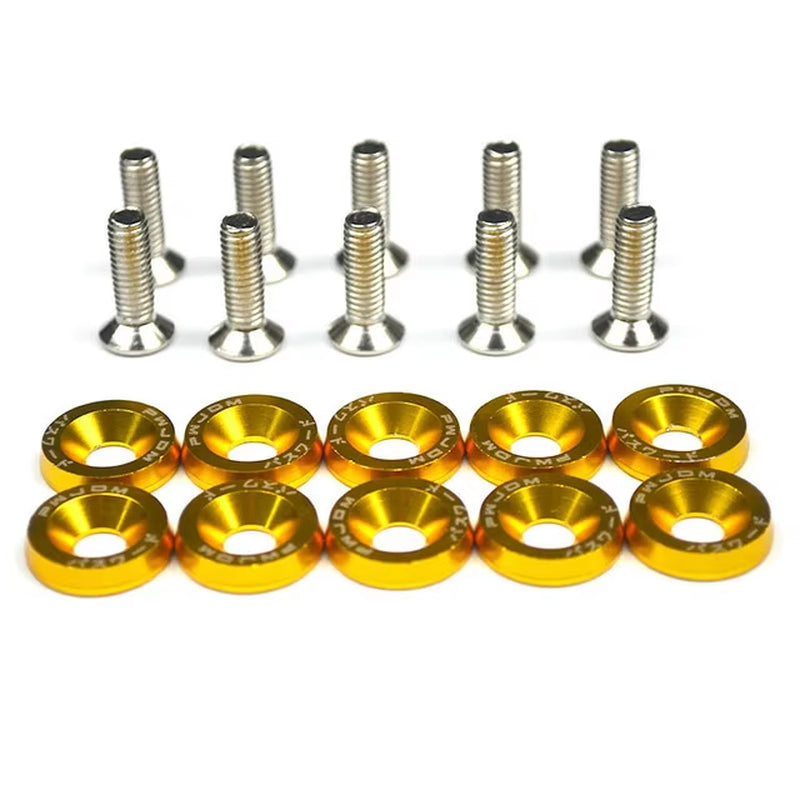 10PCS JDM Car Modified Hex Fasteners Fender Washer Bumper Engine Concave Screws Fender Washer License Plate Bolts Car Styling M
